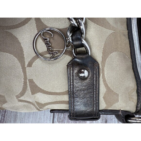 COACH F19730 Signature Chain Brown Beige Convertible Crossbody Shoulder bag - Picture 9 of 16